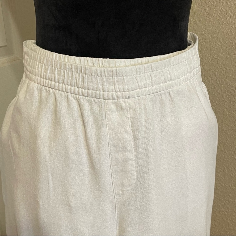 Women’s L old navy high waisted white linen pants elasticized drawstring waist - Picture 11 of 11